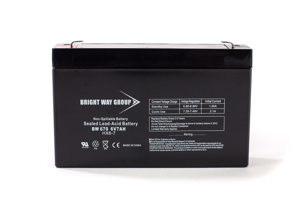 Bright Way Group BW 670 - 6V 7AH SLA Battery