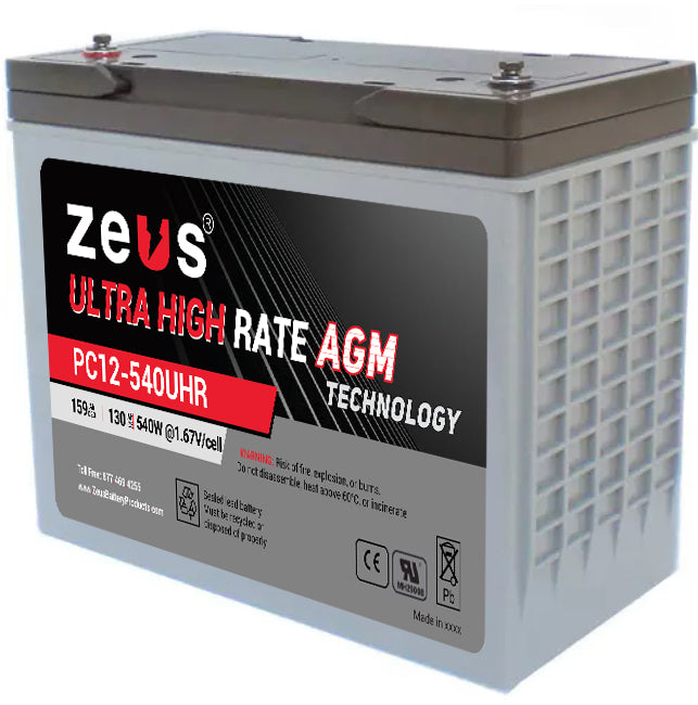 Zeus Battery PC12-540UHR - 12V 158.6AH Ultra High Rate SLA Battery ...