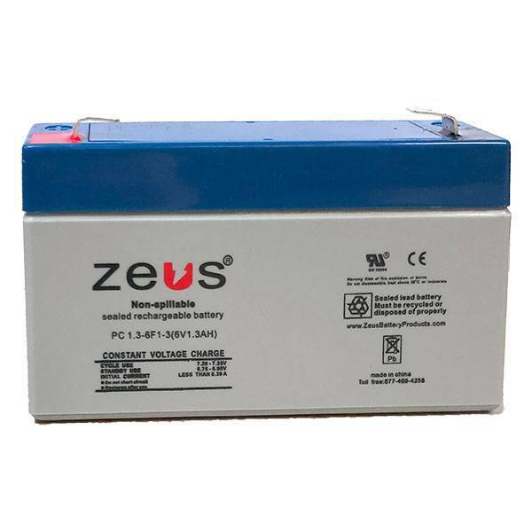 Zeus Battery PC1.3-6F1 - 6V 1.3Ah SLA Battery