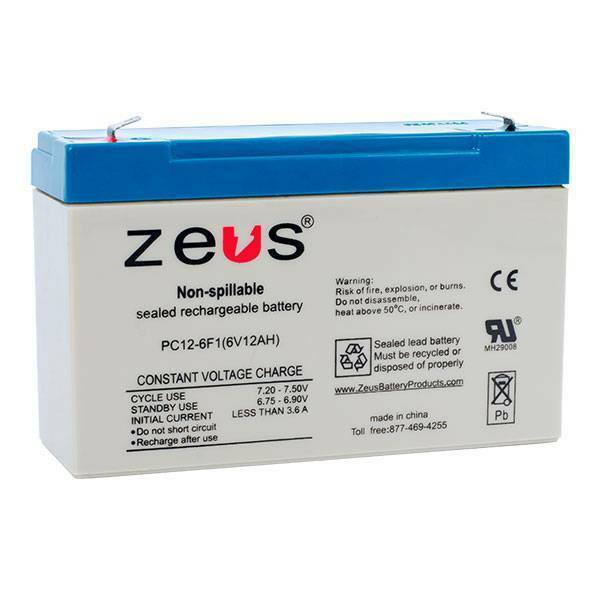 Zeus Battery PC12-6F1 - 6V 12AH SLA Battery